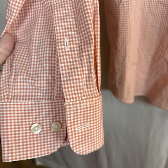 Men’s Greg Norman Orange Checked Performance Stretch Shirt Size XL Preowned - Picture 6 of 16